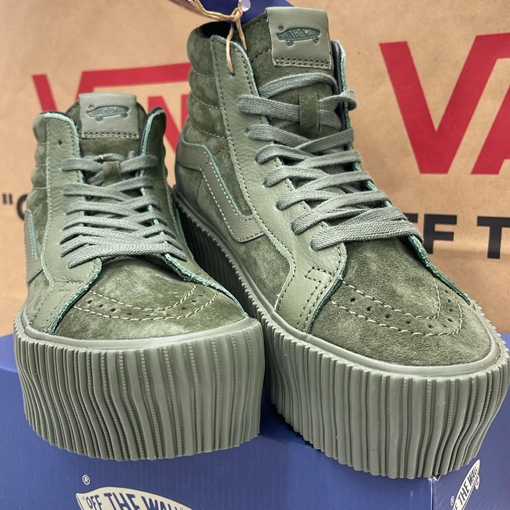 Vans WMNS Sk8-Hi Reissue 3 Platform Lx Suede/Leather Army VN000CNFARM Mono Snkrs